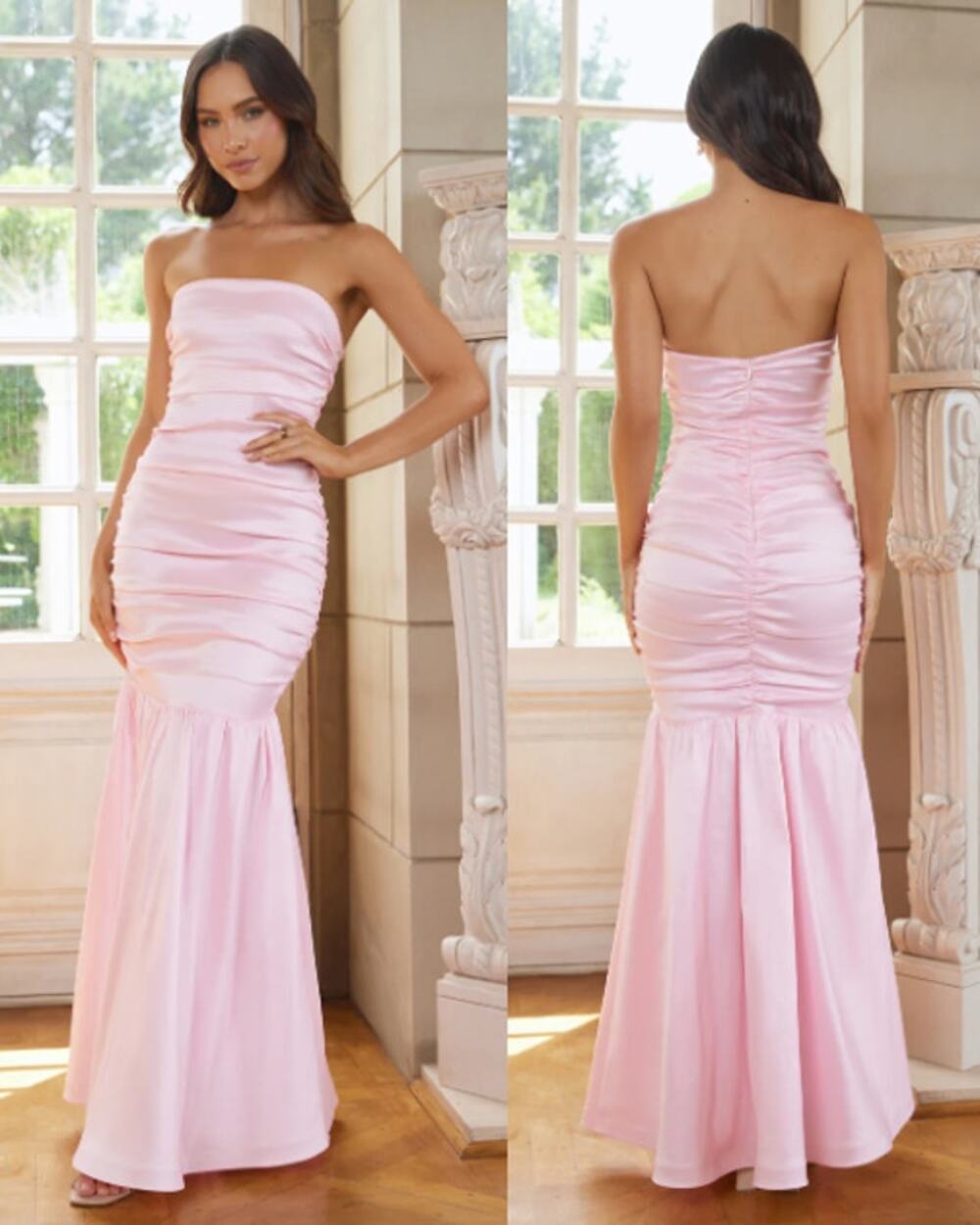 NWT Dear Emilia by Hello Molly Under The Chandelier Strapless Maxi Dress Pink M